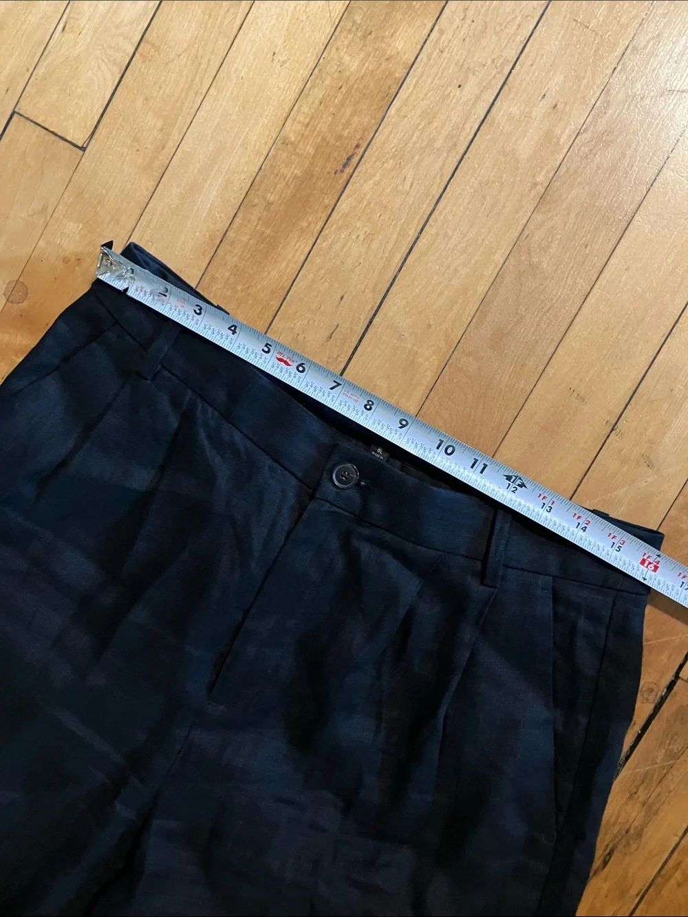 Banana Republic Black Linen Pleated Trousers Size 8 Long